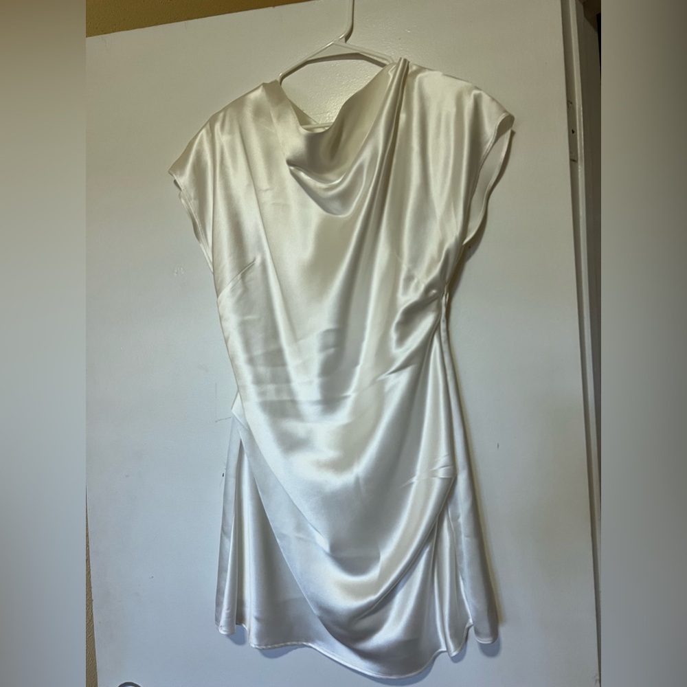 Acler Ramshaw Linen Blend Boat-Neck Draped Mini Dress